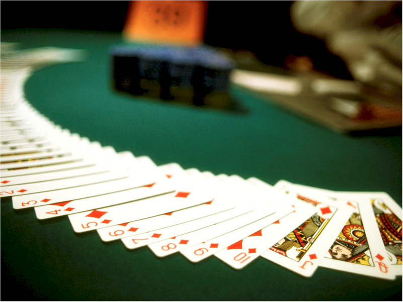 Blackjack cards on table